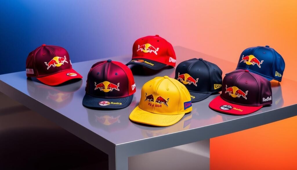 choosing caps for Red Bull Racing team colors