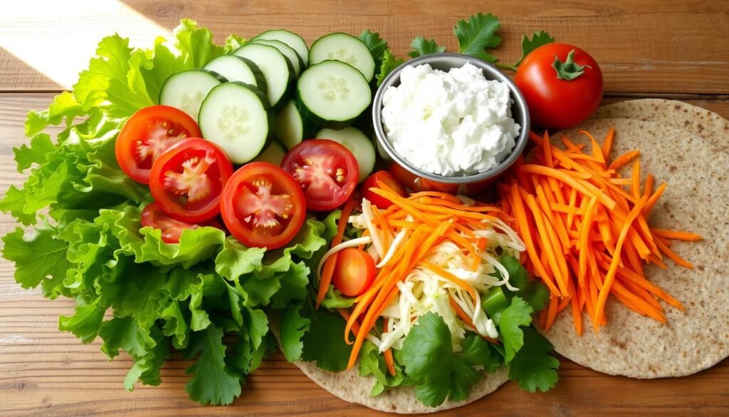 healthy ingredients for a cottage cheese wrap